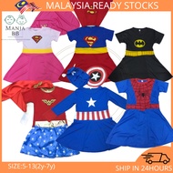 Kids Girl costume Wonderwomen/BatGirl/CapGirl/SpiderGirl/Supergirl Costume Dress