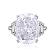 ASIXGOLD S925เงินสเตอร์ลิงชุดแหวน Paradscha สี่เหลี่ยมหนาๆแบบหนาดอกไม้น้ำแข็ง Kunzite & Moissanite ต