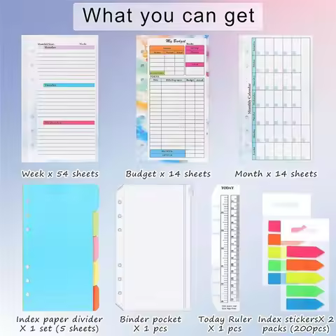 MALL A6 Budget Planner Refill 82 Sheets Monthly Weekly Planner Notepad 6 Hole for A6 Binder Cover Sa