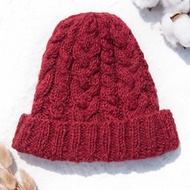 手工編織純羊毛帽/編織帽/針織毛帽/內刷毛手織毛帽/毛線帽-紅色