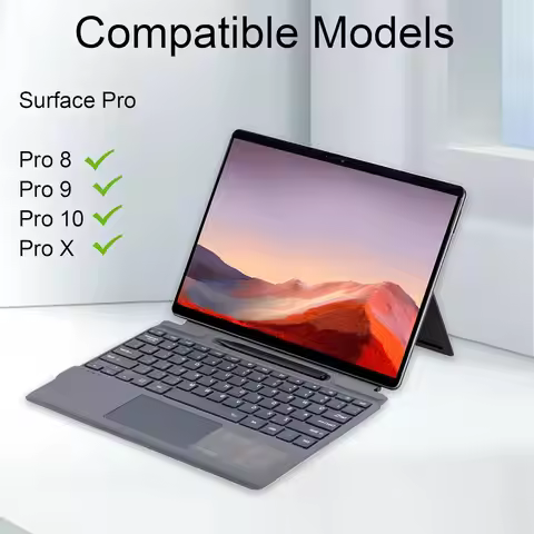 Magnetic Keyboard for Microsoft Surface Pro 8 / 9 / 10 / X Colorful Backlit Dark gray Magnetic Conne