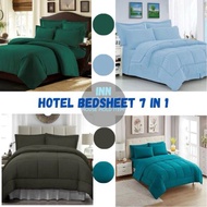 Hotel Style 7 in 1 Bedding Set with Comforter - 1200 Thread Count Cotton Fabric - Available in Multi