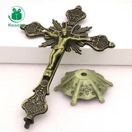 Kesoto Bronze Standing Crucifix Collectible Christian Cross Sculpture for Home Table Altar Decor