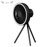 10000mAh Camping Fan with Light 3-speed Wind USB Rechargeable (Black 10000mAh)