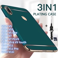 Case For VIVO V11 V11i V11 Pro V5 V5S V5 Lite V7 V7 Plus V9 V9 Youth Luxury 3 In 1 PC Hard Case Plating Shockproof Phone Case Cover