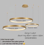 Lampu Gantung Gold Ring 40Cm 60Cm 60Cm Plus Kop 3L 1Paket Ruang Tamu