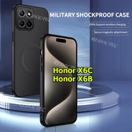 Hard Case Honor X6C X6B Leather Shockproof Carbon Fiber Pattern Magnetic Casing Honor X6 C X6B Wirel