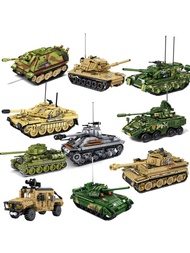 1pc 500+Pcs Plastic Bricks Tank Model Construction Toy, Detailed Armored Vehicle Playset