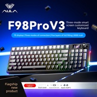 AULA F98Pro V3 Custom Mechanical Keyboard with Smart Screen,Side Print RGB & Hot-Swap Gasket for Gam