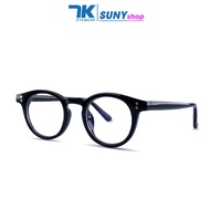 7KML plastic round eye glasses frames for women and men in gray and black colors. 0 degree fake near