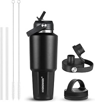 HYDROWION 32 oz Insulated Water Bottle, Car Water Bottle Holder - Double Wall Vacuum Insulated Trave