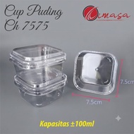Transparent Pudding Cup with Lid - CH7575, 50pcs/pack, Acrylic Plastic Material, Durable, Practical