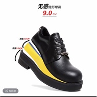 9cm Invisible Heightening Derby Shoes Four Seasons Black Leather Shoes Simple All-Match Big Toe Shoe