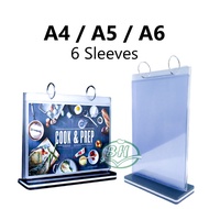 A4, A5 & A6 Size Flip Menu Stand, Display Stand with 6pcs Loose Leaf