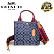 BIG SALE ! REAL PIC ! ORIGINAL ORI Tas COACH Tote Bag 22 In Signature Chambray Crossbody Tas Branded Original Kulit - Tas Selempang Wanita - Tas Pesta - Tas Terbaru Promo - Crossbody - Clutch - Tote Bag Tas Branded Original Ori Authentic Preloved