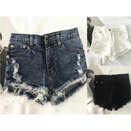 GBJ Jeans Elastic High Waist Short Jeans Pants Women Plus Size Short Jeans Shorts Denim Streetwear W