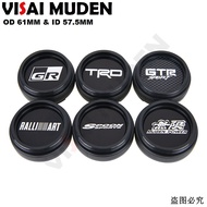 4PCS 61MM OD / 57.5MM ID Sport Rim Cap TRD GR MUGEN SPOON SPORTS RALLIART GTR Sticker Centre Cap Rim