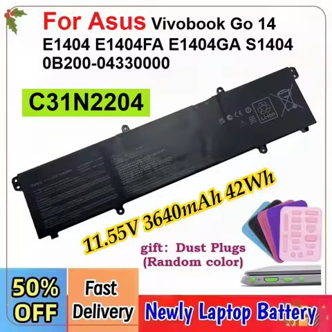 11.55V 3640mAh C31N2204 Laptop Battery For Asus Vivobook Go 14 E1404 E1404FA E1404GA S1404 0B200-043