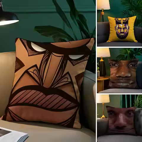 Funny King J-James Lebron Pillow Case Plush Fabric Soft Pillowcase Double Sided Print Sofa Cushion C