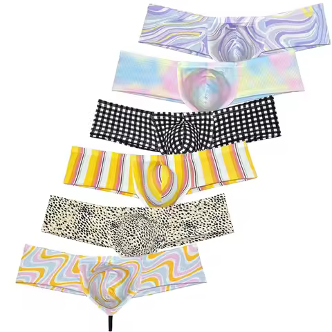 1/3PCS Cheeky Men's Bikini Boxer Brief Bulge Pouch Brazilian Underwear Male Narrow Crotch Shorts Sof