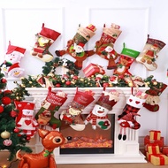 ♕●Christmas sock gift bag large gift bag Santa sock decoration candy bag Christmas gift bag
