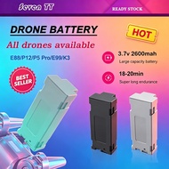 Drone Battery 3.7V 2600mAh Rechargeable Lithium Battery for E88/E88 Pro/E99/P12/P7 Drone Replacement