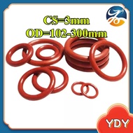 Red silicone O-ring sealing ring CS3mm*OD102-300mm waterproof ring high temperature resistant sealin