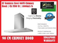EF Chimney Hood CK FINO SS | 90CM Wall Mounted Hood | Electronic Button Control with 4 Fan Speeds | Free Express Delivery