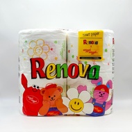 Renova × Wiggle Wiggle Toilet Paper 4 Rolls | Cute Character 3-Ply Soft Tissue | Korean Style Housew