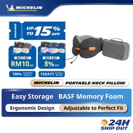 MICHELIN Portable Neck Pillow BASF Memory Foam Ergonomic Design with Storage Box - Pine Mist Grey