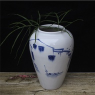 S/🌔New Chinese Retro Ceramic Floor Stand Vase Three-Piece Set Domestic Ornaments Vase Dried Flower Flower Arrangement De
