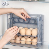 LUNA [Charlotte Foldable Egg Storage]30 Grid Eggs Holder 3 Tier Eggs Storage Box for Refrigerator Be