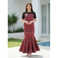 set blouse dan skirt corak borneo etnik