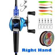 HAIYI FISHING คันเบ็ด 1.65M และอัตราทดเกียร์ 18+1BB 8.1:1 รอกตกปลาพร้อมสายเบ็ดและเหยื่อตกปลาคันตีเหย