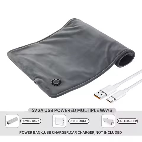USB 5V Heating Pad，3 Heat Settings，For Pain & Cramps Relief，Grey Ultra Soft Material，23.6*11.8inches