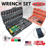 46PCS Chrome Vanadium Bolt Socket 46PC Wrench Screwdriver Bit Set Repairing Kit Tool Repair Ratchet 