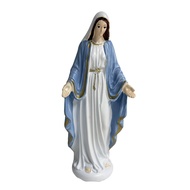 Resin Virgin Mary Statue Hand Painted Catholic Decor for Prayer Altar Christian Gift