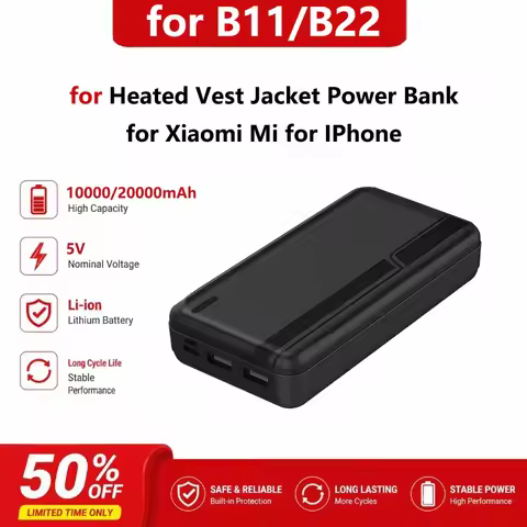 5V 3A 10000/20000mAh Portable Charger External Battery Pack for Heated Vest Jacket Power Bank for Xi