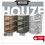 [HOUZE] SoleMate Modular 3 Tier Collapsible Shoe Cabinet [Clear | Green | Brown] - Storage | Organizer | Space Saver