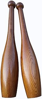Indian Clubs Wooden Pair Red Oak Clubbell, Vintage Exercise Club for Shoulder Stretching Conditionin