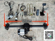 ชุดเพลา รถไฟฟ้า พร้อมมอเตอร์ 48v 1500w พร้อมระบบเบรค ครบชุด เกียร์ low hi ความยาว วัดจากดุมล้อซ้ายไปดุมล้อขวา 110cmสินค้ารับประกัน 1 ปี
