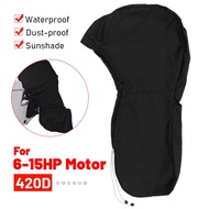 6-225HP Full Outboard Motor Engine Boat Cover 420D Waterproof Anti-scratch Heavy Duty Engine Protector Motor Black Boat Fabric