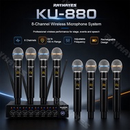 RAYHAYES 8 Channel Microphone Wireless System 8 Handheld Microphone Singing Karaoke Mic Set