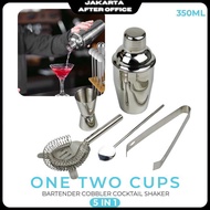 One Two Cups 5in1 Bartender Cobbler Cocktail Shaker Jigger Set 350ml - AY8837