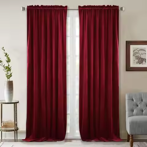 1pc Red Velvet Curtains Christmas Curtains Super Soft Room Darkening Drapes 84 inches for Living Roo