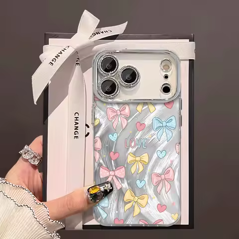 Candy Color Bow Lens Protection Case For iPhone 13 Pro 14 15 16 17 Pro Max 12 11 13 Pro 16E 8 Plus X