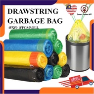 1 Roll Drawstring Dustbin Garbage Plastic Bag  Plastik Sampah Trash Plastic Bag Kitchen Dapur Dining