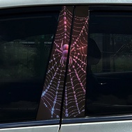 MERAH HD Custom 2pc Red Spider Net Car Door Sticker B Pillar Middle Pillar Sticker