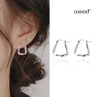 ✨ Mood+ Original S925 Silver Fluidé Arc Hoop Earrings｜Minimalist · Modern Shine｜White Gold Plated