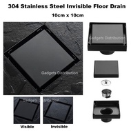 304 Black 10x10cm 10cm 100x100mm Invisible Stainless Steel Odorless Floor Drain Trap 2630.1